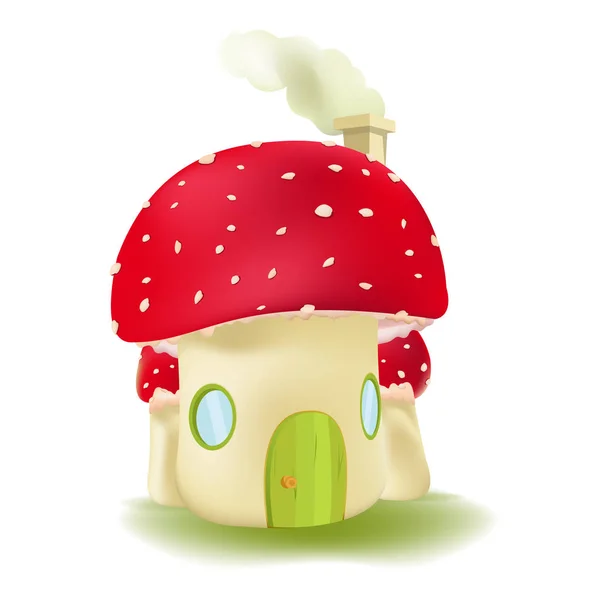 Cogumelo vermelho casa bonito Design Vector — Vetor de Stock
