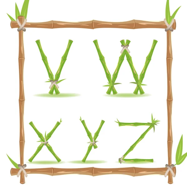Letra de bambú alfabeto verde conjunto F vector — Vector de stock