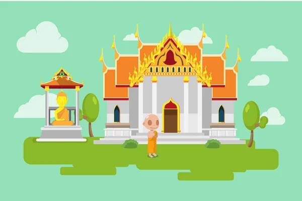 Thai Temple Lifestyle Culture Background Vector - Stok Vektor