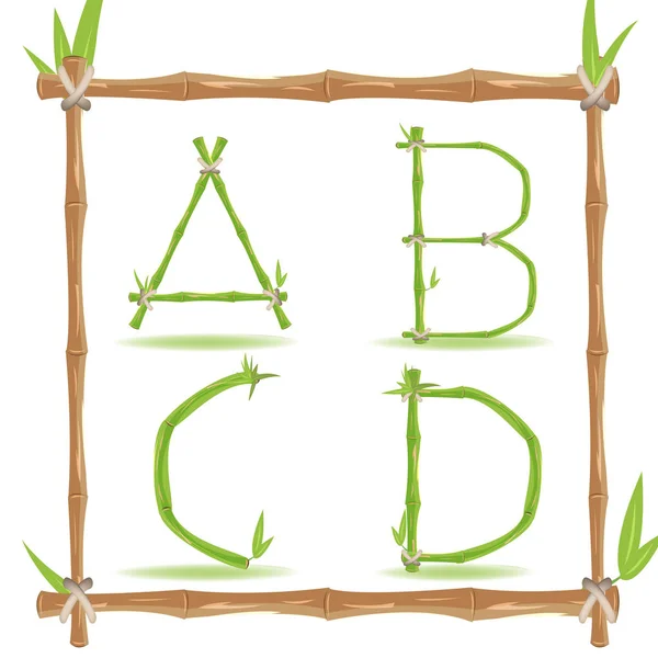 Bamboo Letter Alphabet Green Set A Vector — Stock Vector