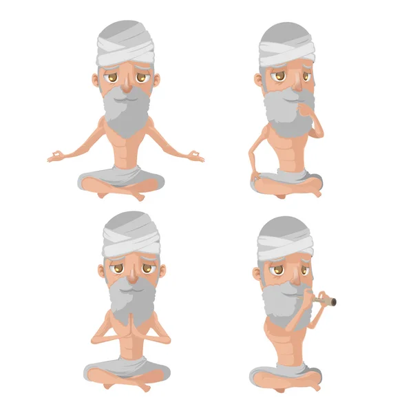Muslim Old Man Character Set Vector — Stock Vector