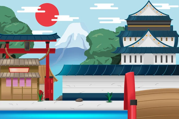 Japan Travel Old City Background Vector — Stock Vector