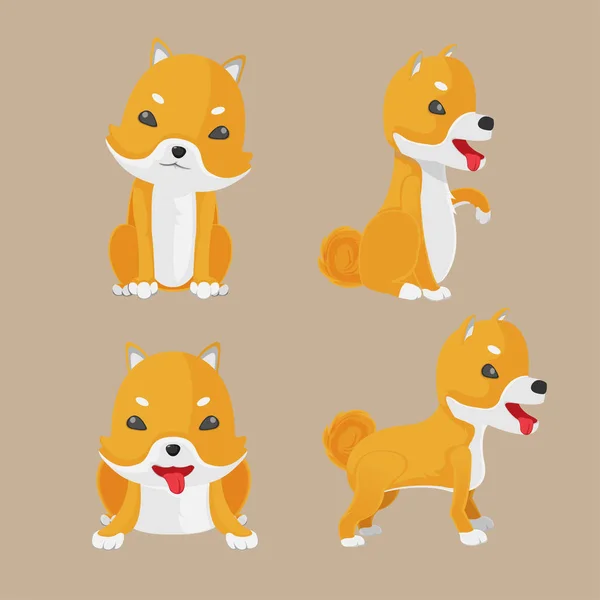 Shiba Inu pes kreslený Set vektor — Stockový vektor