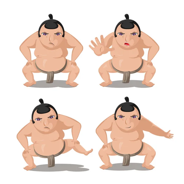 Sumo Japón Cultura Caricatura Personaje Vector — Vector de stock