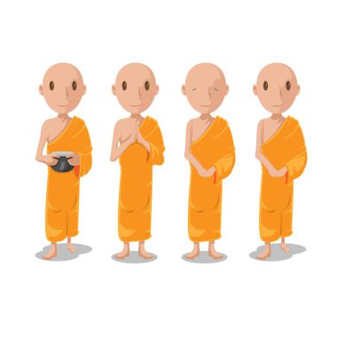 Asya keşiş karakter izole etmek vektör ayarla