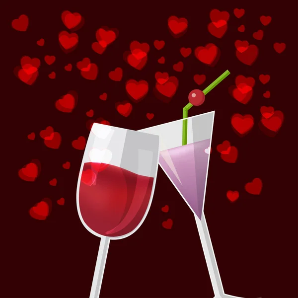 Valentine Love Glass Celebrate Happy Vector — Stock Vector