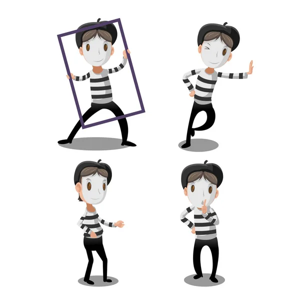 Mime Artist Funny Cartoon Character Vector — Stock Vector