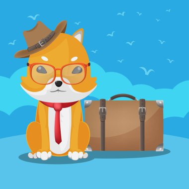 Shiba Inu sevimli köpek seyahat vektör