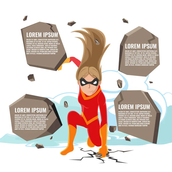 Vector de plantilla de mujer de dibujos animados de acciones de superhéroe — Vector de stock