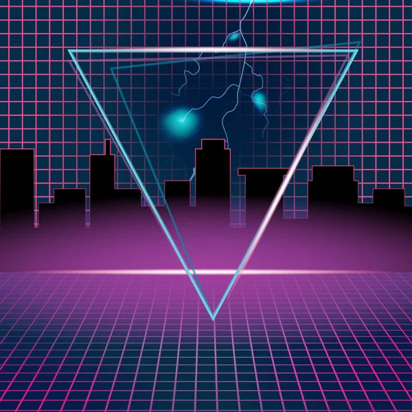 Retro Neon Tausta Suunnittelu kolmio vektori — vektorikuva
