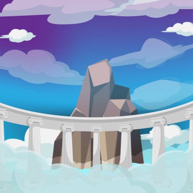 Greek High Heaven Cartoon Background Vector clipart