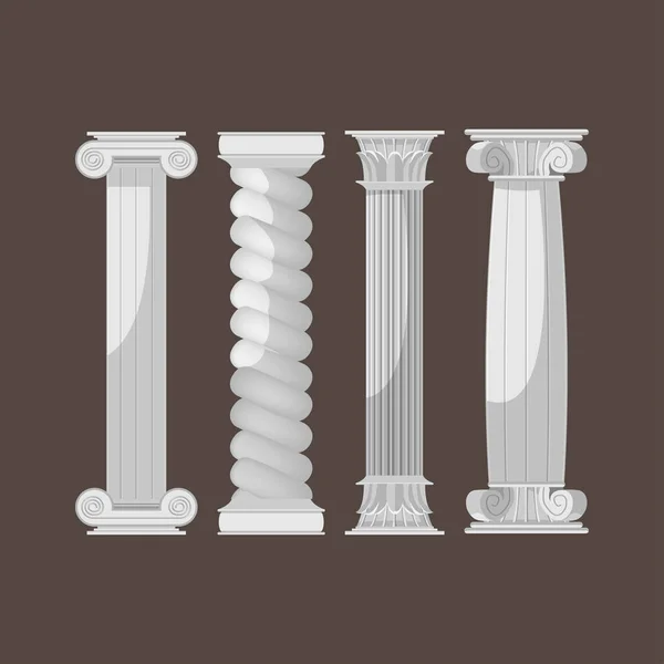 Greek Culture Antique Columns Set Vector