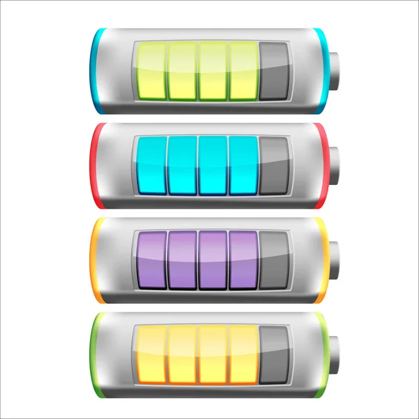 Ensemble de couleur de symbole de batterie vecteur — Image vectorielle
