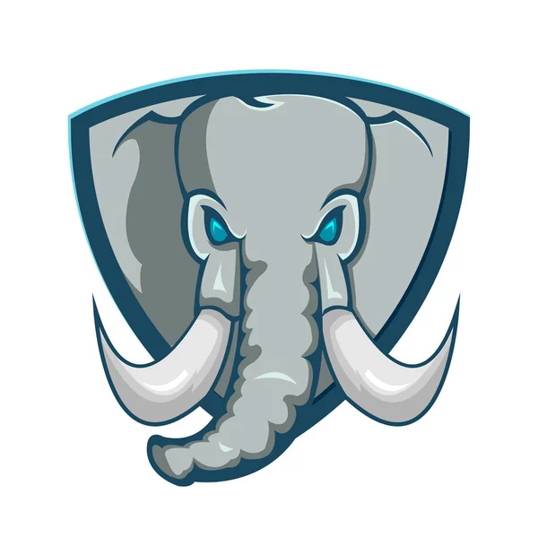 Vector de símbolo de dibujos animados del logotipo del escudo del elefante — Vector de stock