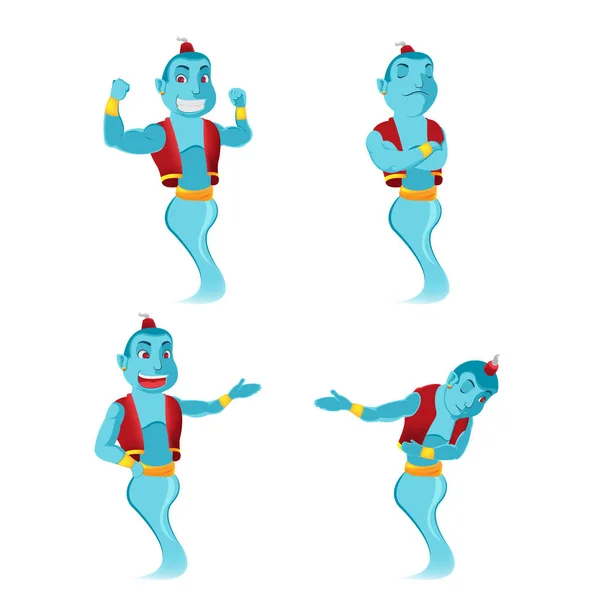 Vector de conjunto de caracteres Blue Giant Genie — Archivo Imágenes Vectoriales