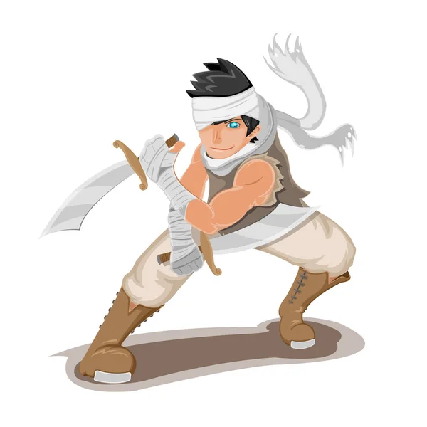 Persian Warrior Man Character Pose — Stock Vector