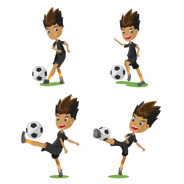 Fußballer Cartoon Pose Set Vektor — Stockvektor