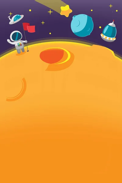 Spaceman Galaxy Cartoon planeet achtergrond Vector — Stockvector