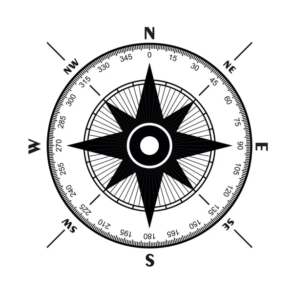 Černá izolované wind rose izolovaných na bílém pozadí — Stockový vektor