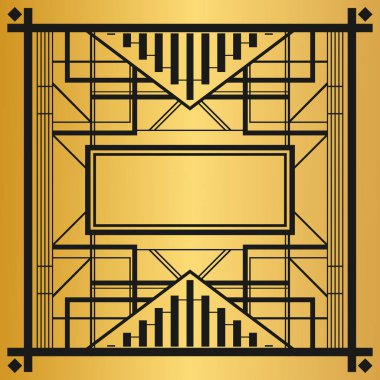Art deco vintage dekoratif çerçeve. Retro kartı tasarım vektör temp