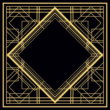 Art deco çerçeve dekoratif, davet, etiket, afiş için.