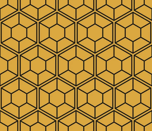 Fondo geométrico abstracto. Malla hexagonal con celdas empotradas. Ilustración sin costura vectorial. Patrón de repetición rítmica. Estilo moderno para plantillas geométricas. — Vector de stock
