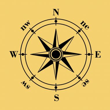 Rüzgar gülü pusula vektör symbol.Compass simgesi tasarım öğesi