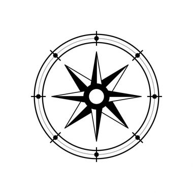 Rüzgar gülü pusula vektör symbol.Compass simgesi tasarım öğesi