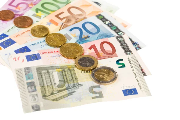 Euro banknotes and coins Stock Photo