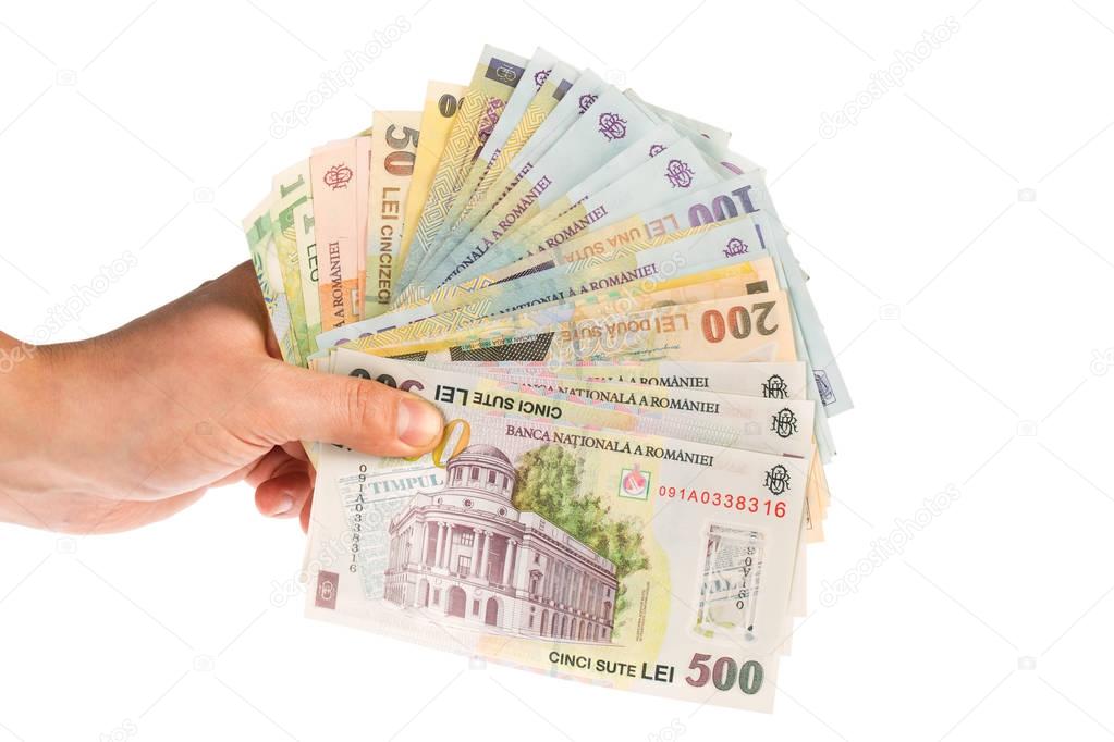 Different romanian banknotes 