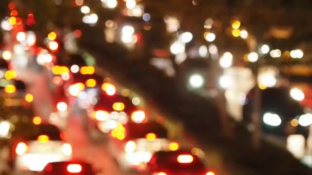 Luces borrosas del atasco de tráfico — Vídeos de Stock