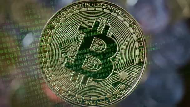 Bitcoin Moneda Oro Concepto Criptomoneda — Vídeos de Stock