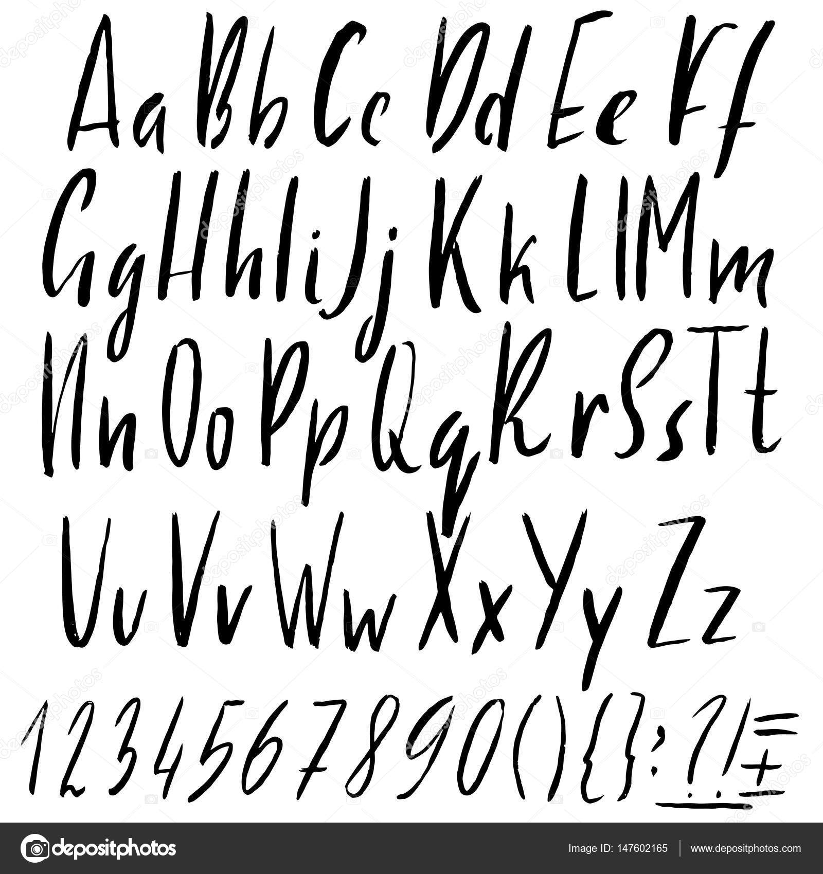 Hand drawn ink simple  font  Modern brush lettering Grunge 
