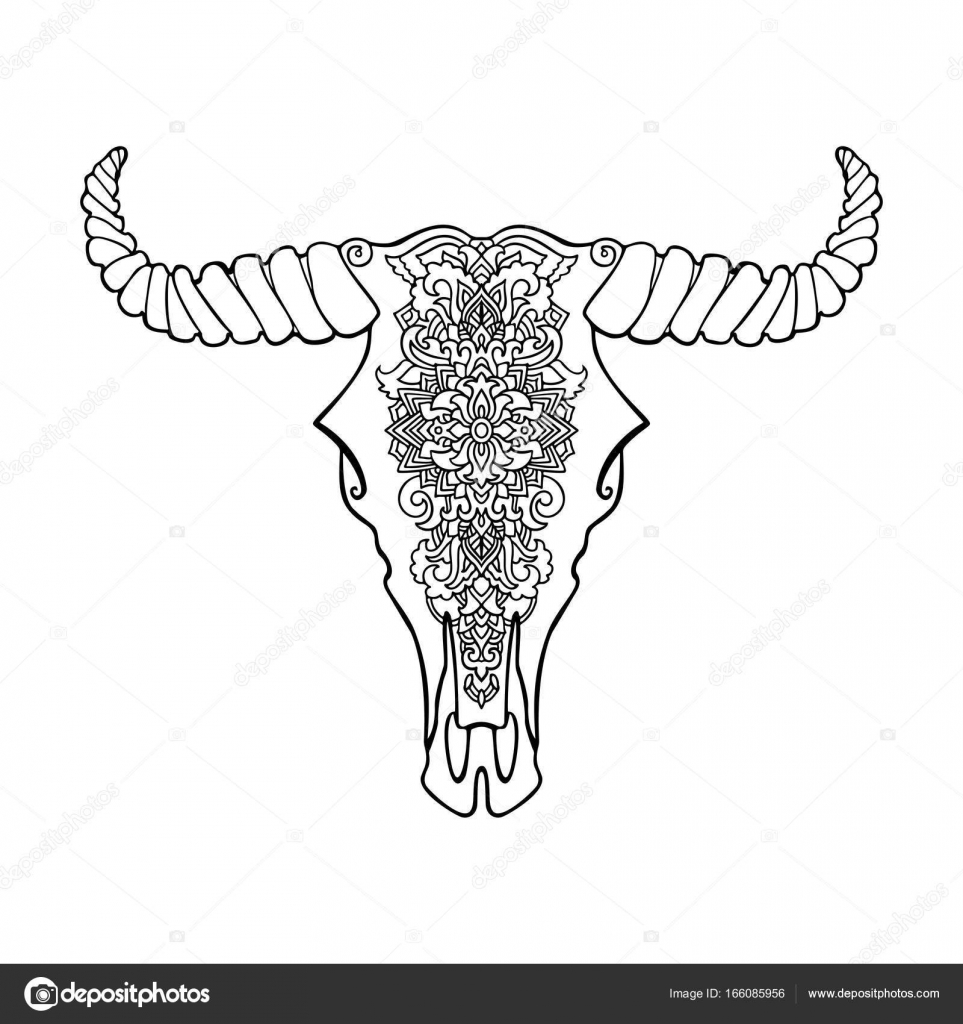 Download Mandala tattoo style dead cow head. Decorative ornament ...