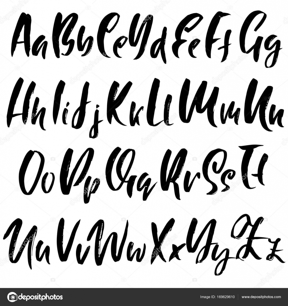 Hand drawn dry brush font. Modern brush lettering. Grunge style ...