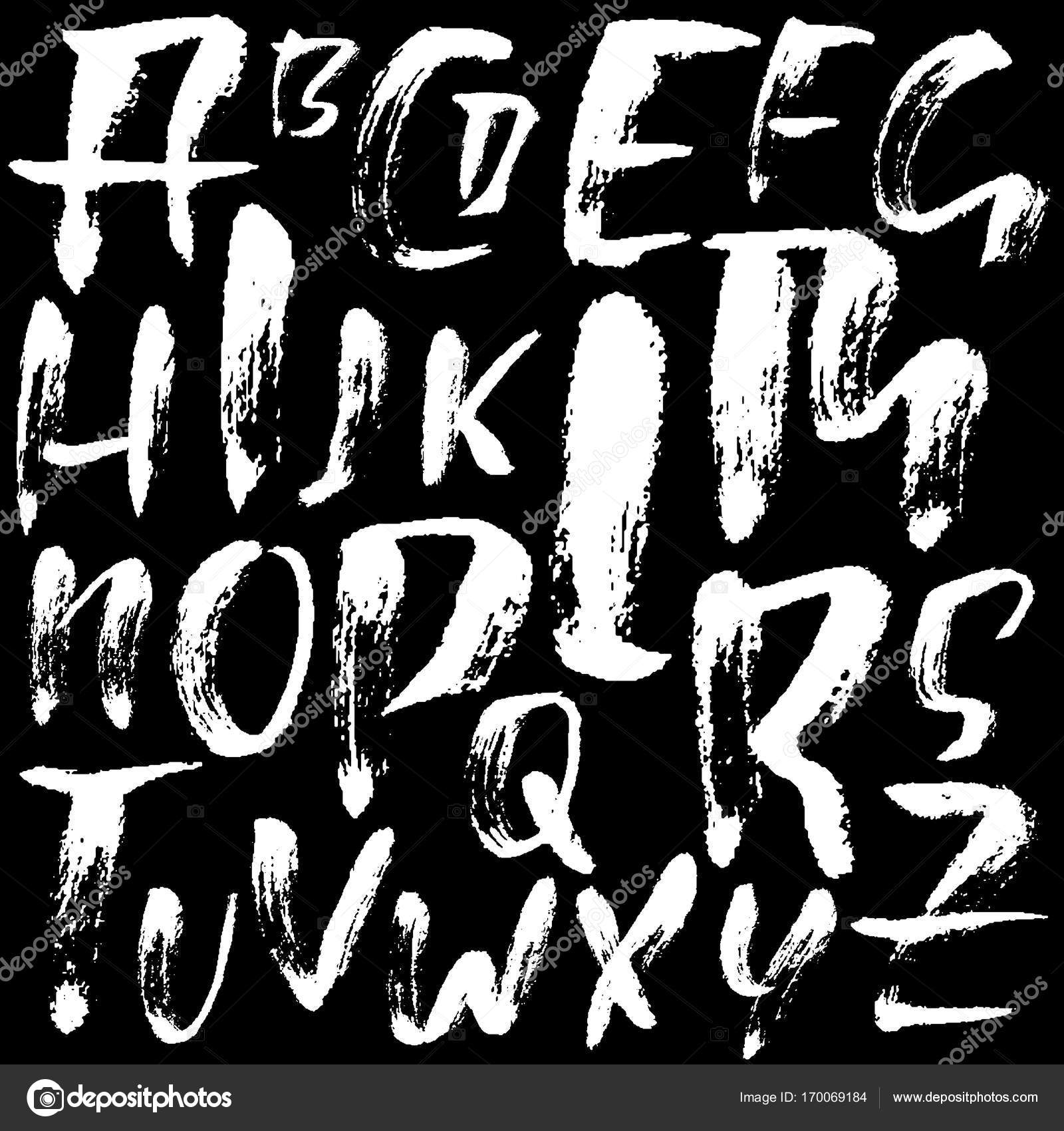 手描き乾燥ブラシ フォントです モダンな筆文字 グランジ スタイルのアルファベット 書道のスクリプトです ベクトル図 ストックベクター C Rtyt01 Mail Ru