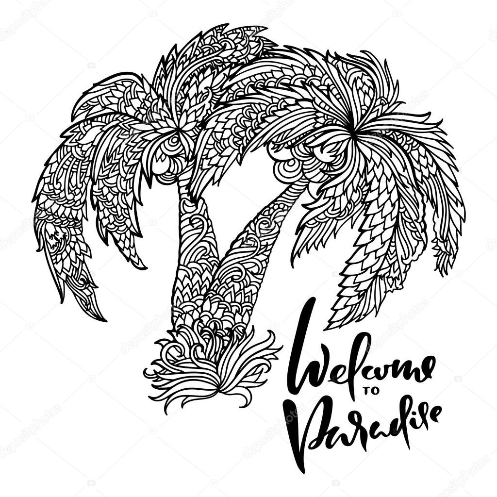 Download Bienvenido al paraÃso. Letras de pincel digital. Estilo ...
