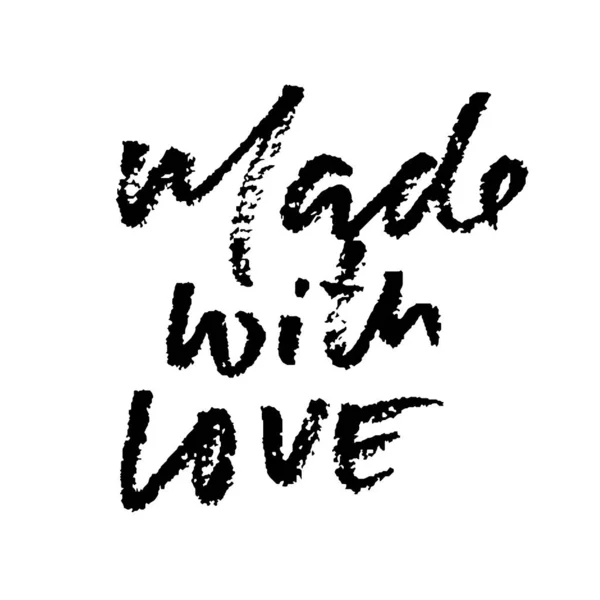 Made with love. Hand made lettering phrase for online store. Vector ink illustration. Modern dry brush calligraphy. — Stock Illustration Made with love. Hand made lettering phrase for online store. Vector ink illustration. Modern dry brush calligraphy. Stock Vector