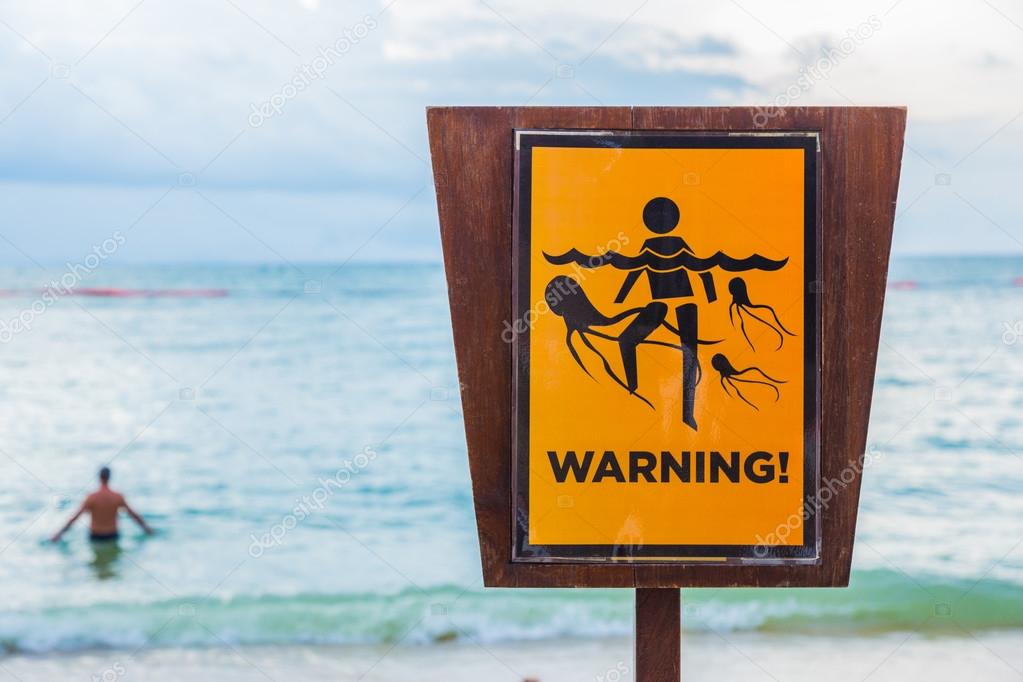 jellyfish warning sign at a beach in Thailand