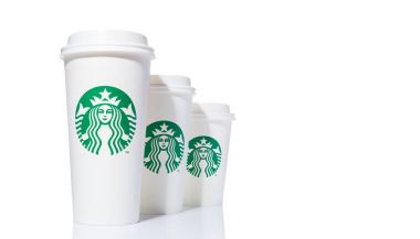 3 beyaz Starbucks kahve fincanı 3 boyutta, uzun boylu, Grande, kağıt bir