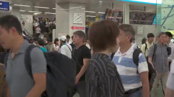 Fukuoka Japan July 2019 People Walk Out Train Station Exit — Stock Video