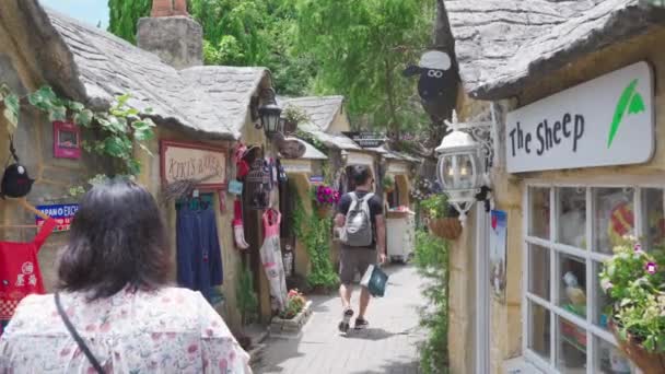 Юфуин Япония Июля 2019 Года Туристы Прогуливаются Торговому Району Юфуинской — стоковое видео