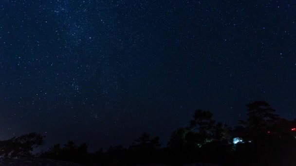 Timelapse Van Sterren Bewegen Zich Door Nachtelijke Hemel Gezien Huai — Stockvideo