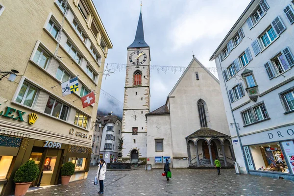 Chur Schweiz Dezember 2019 Der Wachturm Der Martin Kirche Chur — Stockfoto