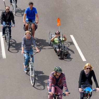 Magdeburg, Almanya bicyclists geçit 17.06.2017 dilerim. Şehirde Bisiklete binme için dikkat çekmek için bu olay temel amacı olduğunu
