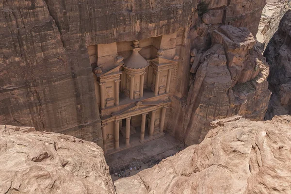 Khazneh Został Wybrany Jednym Siedmiu Cudów Świata Petra Historyczne Archeologiczne — Zdjęcie stockowe