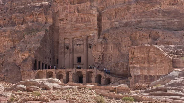 Tumba Urna Petra Una Ciudad Piedra Rosa Tallada Acantilado Del — Foto de Stock