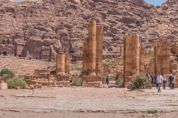 Centro Cidade Antiga Petra Jordânia Visão Geral Fotos Viagem — Fotografia de Stock