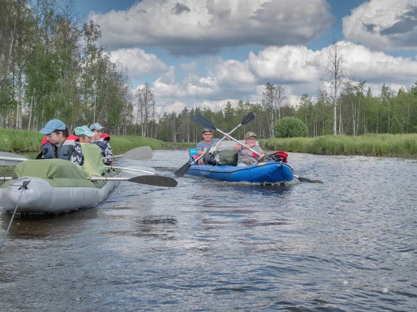 Karelia Vodlozero 2019 Tourists Boats Ecotourism Visiting Fragile Undisturbed Natural — Stock Photo, Image