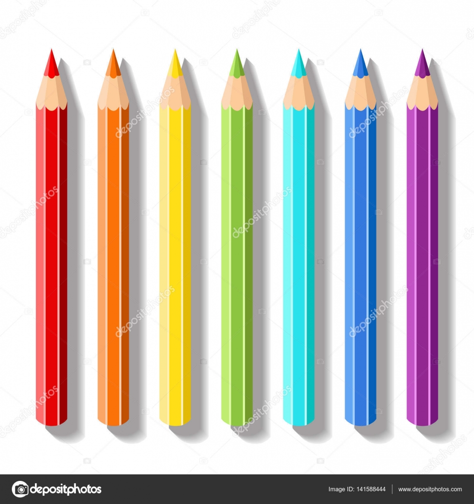 Set matite colorate realistiche Matite di colori dell arcobaleno Rifornimenti di arte di vettore per il disegno schizzi grafica pittura e creativit 